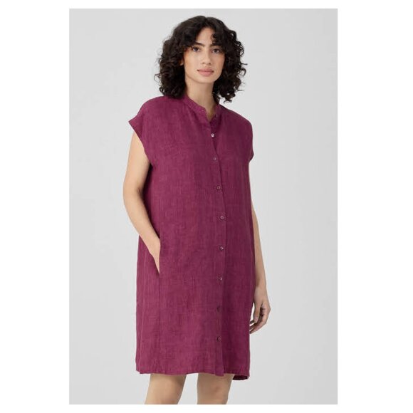 Eileen Fisher Dresses & Skirts - EILEEN FISHER Organic Linen Delave Shirtdress in Berry Pink
